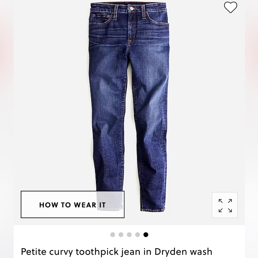 JCrew curvy toothpick jeans, size 31p